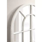 Wide Arch Windowpane Wall Mirror, Rustic Brown Solid Wood Frame, 30x28.5" Mirror Area