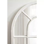 Wide Arch Windowpane Wall Mirror, Rustic Brown Solid Wood Frame, 30x28.5" Mirror Area