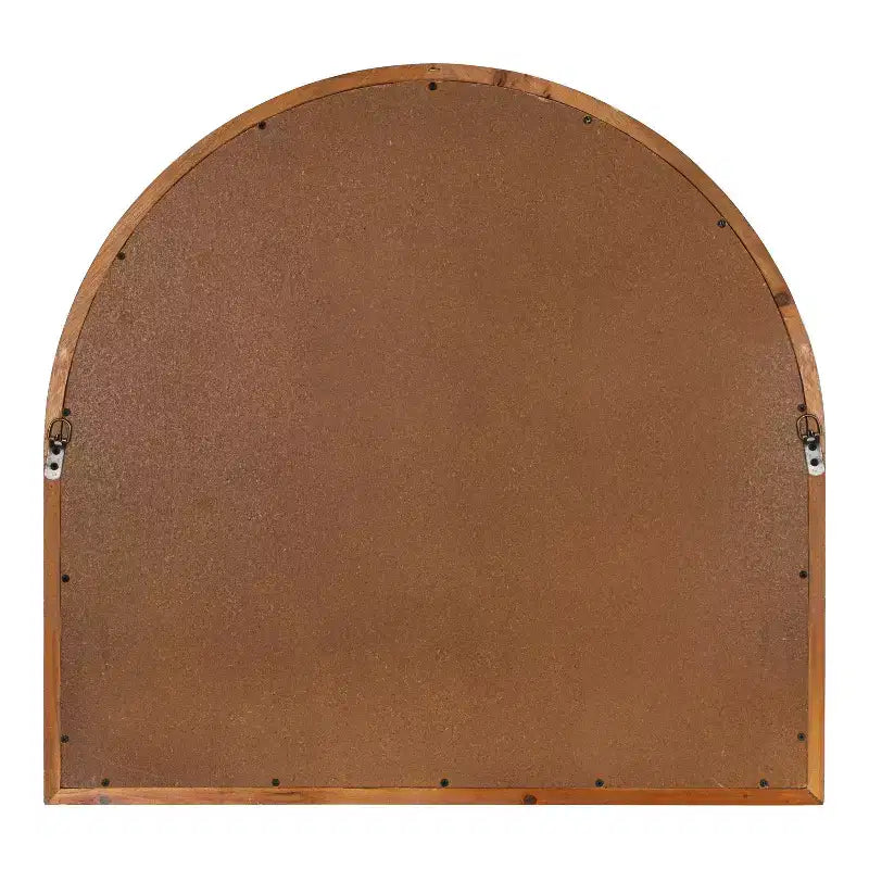 Wide Arch Windowpane Wall Mirror, Rustic Brown Solid Wood Frame, 30x28.5" Mirror Area