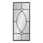 13x30" Black Rectangle Metal Decorative Wall Mirror, Farmhouse Window-Inspired with Iron Finish Inlay