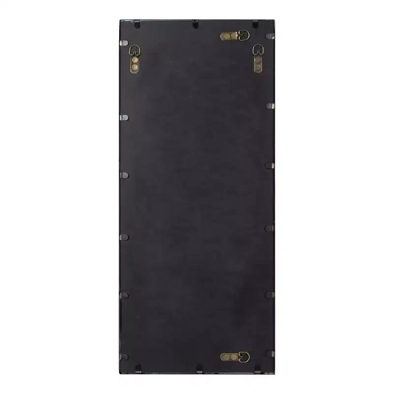 13x30" Black Rectangle Metal Decorative Wall Mirror, Farmhouse Window-Inspired with Iron Finish Inlay