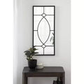 13x30" Black Rectangle Metal Decorative Wall Mirror, Farmhouse Window-Inspired with Iron Finish Inlay