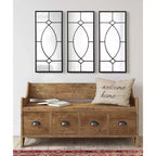 13x30" Black Rectangle Metal Decorative Wall Mirror, Farmhouse Window-Inspired with Iron Finish Inlay
