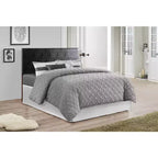 Queen Adjustable Height Headboard, Faux Leather Upholstered, Wall or Bed Frame Mount, Minimalist Style