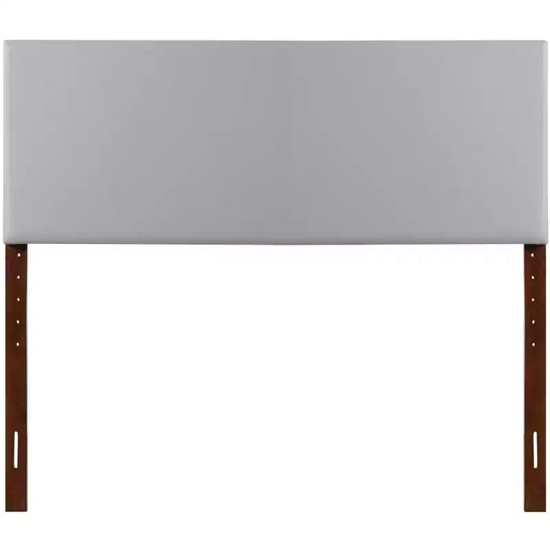 Queen Adjustable Height Headboard, Faux Leather Upholstered, Wall or Bed Frame Mount, Minimalist Style