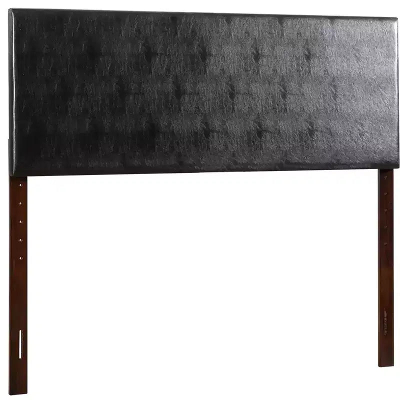 Queen Adjustable Height Headboard, Faux Leather Upholstered, Wall or Bed Frame Mount, Minimalist Style