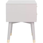 Retro Mid-Century 2-Drawer Nightstand, Navy with Gold Metallic Accents and Splayed Legs
