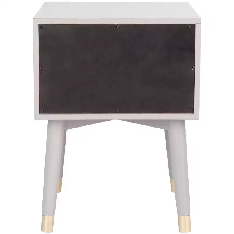 Retro Mid-Century 2-Drawer Nightstand, Navy with Gold Metallic Accents and Splayed Legs