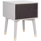 Retro Mid-Century 2-Drawer Nightstand, Navy with Gold Metallic Accents and Splayed Legs
