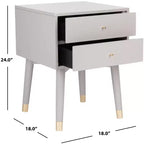 Retro Mid-Century 2-Drawer Nightstand, Navy with Gold Metallic Accents and Splayed Legs