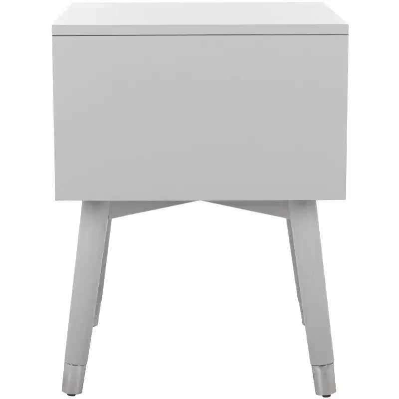 Retro Mid-Century 2-Drawer Nightstand, Navy with Gold Metallic Accents and Splayed Legs