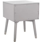 Retro Mid-Century 2-Drawer Nightstand, Navy with Gold Metallic Accents and Splayed Legs