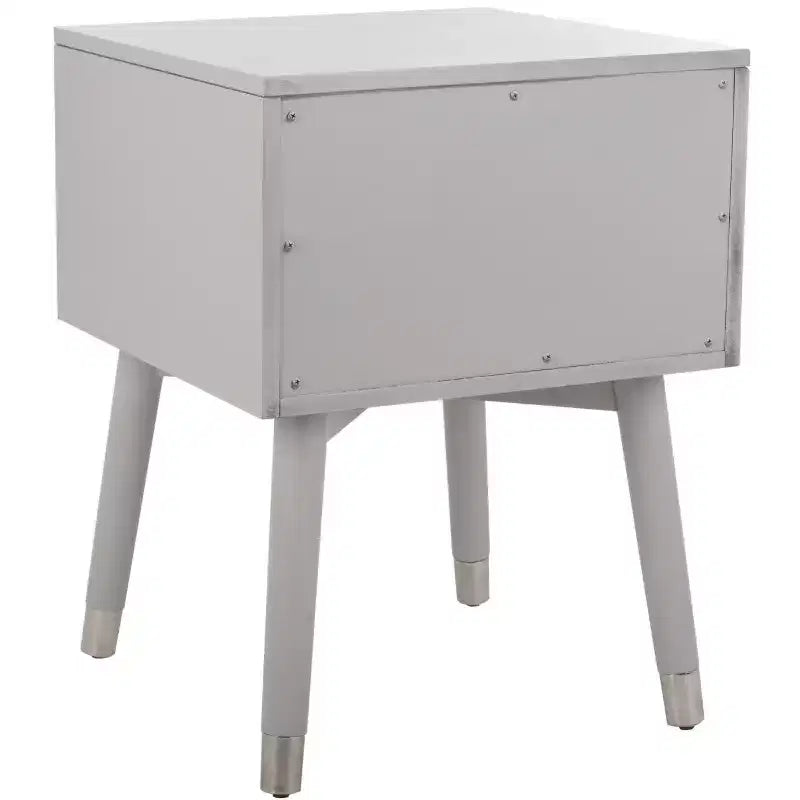 Retro Mid-Century 2-Drawer Nightstand, Navy with Gold Metallic Accents and Splayed Legs