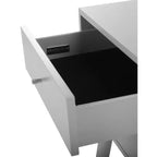 Retro Mid-Century 2-Drawer Nightstand, Navy with Gold Metallic Accents and Splayed Legs