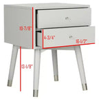 Retro Mid-Century 2-Drawer Nightstand, Navy with Gold Metallic Accents and Splayed Legs