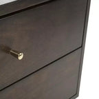 Retro Mid-Century 2-Drawer Nightstand, Navy with Gold Metallic Accents and Splayed Legs