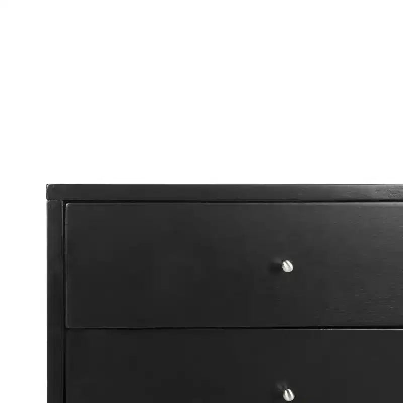 Retro Mid-Century 2-Drawer Nightstand, Navy with Gold Metallic Accents and Splayed Legs