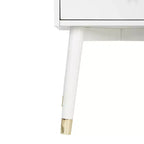 Retro Mid-Century 2-Drawer Nightstand, Navy with Gold Metallic Accents and Splayed Legs
