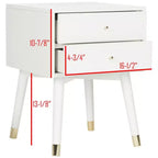 Retro Mid-Century 2-Drawer Nightstand, Navy with Gold Metallic Accents and Splayed Legs