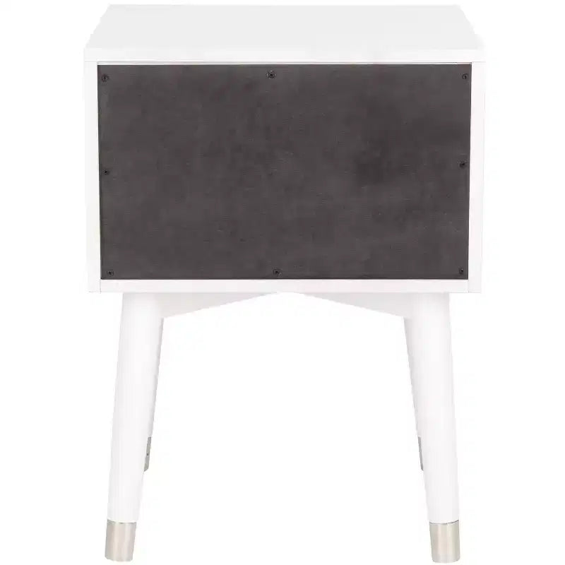 Retro Mid-Century 2-Drawer Nightstand, Navy with Gold Metallic Accents and Splayed Legs