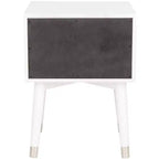 Retro Mid-Century 2-Drawer Nightstand, Navy with Gold Metallic Accents and Splayed Legs
