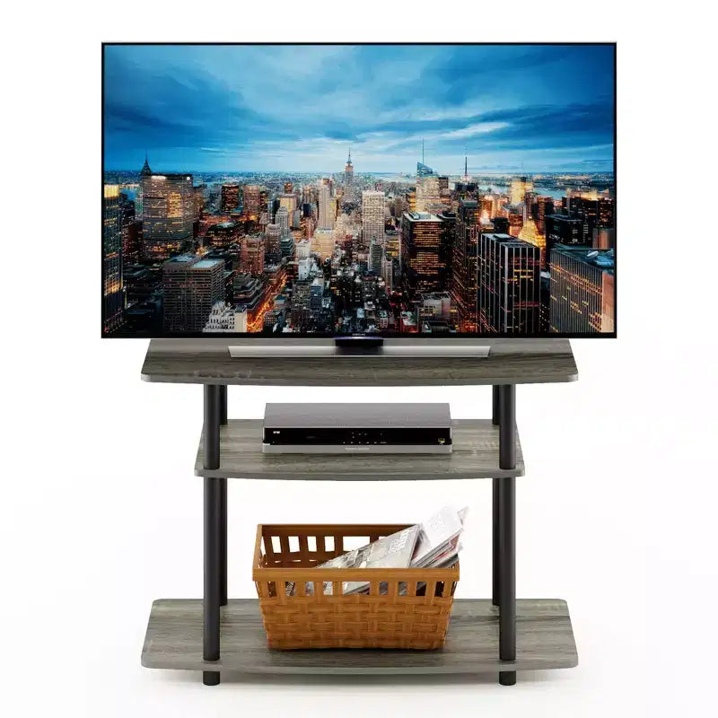 3-Tier TV Stand Console Table, Media Entertainment Center for TVs up to 32", Espresso/Black, No Tools Assembly