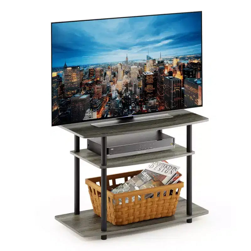 3-Tier TV Stand Console Table, Media Entertainment Center for TVs up to 32", Espresso/Black, No Tools Assembly