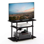 3-Tier TV Stand Console Table, Media Entertainment Center for TVs up to 32", Espresso/Black, No Tools Assembly