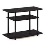 3-Tier TV Stand Console Table, Media Entertainment Center for TVs up to 32", Espresso/Black, No Tools Assembly