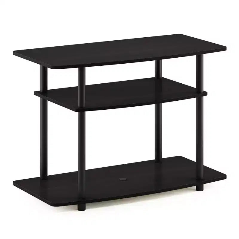 3-Tier TV Stand Console Table, Media Entertainment Center for TVs up to 32", Espresso/Black, No Tools Assembly