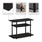 3-Tier TV Stand Console Table, Media Entertainment Center for TVs up to 32", Espresso/Black, No Tools Assembly