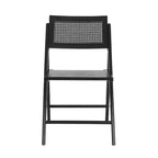 Set of 2 Cane Rattan Folding Chairs, Solid Wood Frame, Woven Back, No Assembly