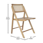 Set of 2 Cane Rattan Folding Chairs, Solid Wood Frame, Woven Back, No Assembly