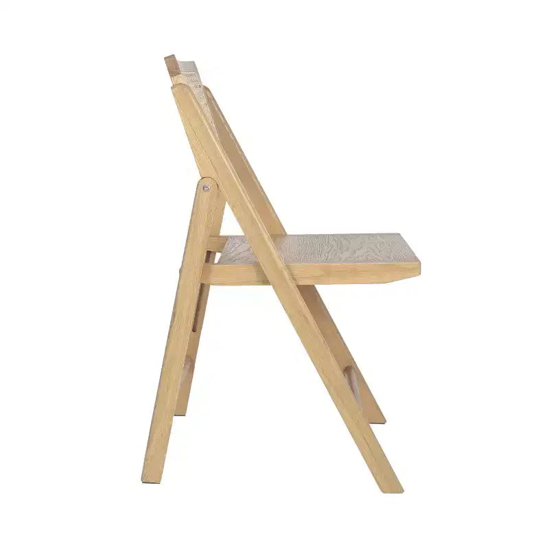 Set of 2 Cane Rattan Folding Chairs, Solid Wood Frame, Woven Back, No Assembly