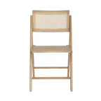 Set of 2 Cane Rattan Folding Chairs, Solid Wood Frame, Woven Back, No Assembly
