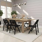 Set of 2 Cane Rattan Folding Chairs, Solid Wood Frame, Woven Back, No Assembly