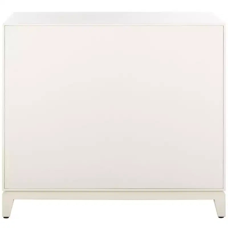 2 Door 1 Drawer Chest, White Finish with Brass Accents, Mahogany Frame, No Assembly