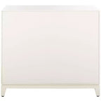 2 Door 1 Drawer Chest, White Finish with Brass Accents, Mahogany Frame, No Assembly