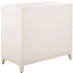 2 Door 1 Drawer Chest, White Finish with Brass Accents, Mahogany Frame, No Assembly