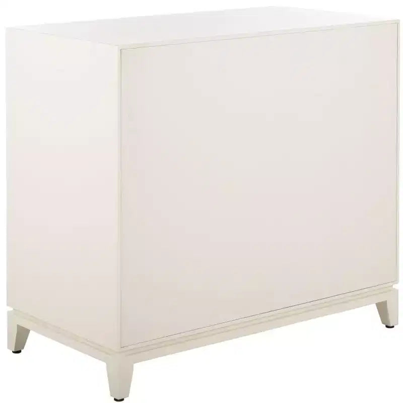 2 Door 1 Drawer Chest, White Finish with Brass Accents, Mahogany Frame, No Assembly