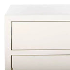 2 Door 1 Drawer Chest, White Finish with Brass Accents, Mahogany Frame, No Assembly