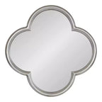 28x28 Scalloped MDF Wall Mirror, Silver Antique Finish Quatrefoil Decorative Mirror