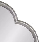 28x28 Scalloped MDF Wall Mirror, Silver Antique Finish Quatrefoil Decorative Mirror