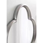 28x28 Scalloped MDF Wall Mirror, Silver Antique Finish Quatrefoil Decorative Mirror