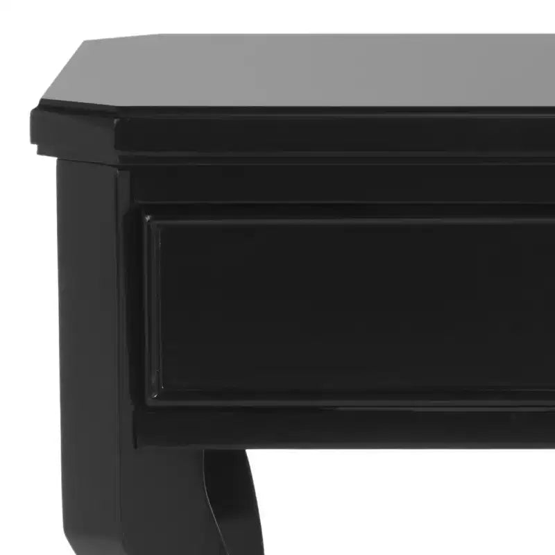 1-Drawer Nightstand, Rubberwood Bedside Table with Open Shelf and High-Gloss Iron Hardware