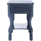 1-Drawer Nightstand, Rubberwood Bedside Table with Open Shelf and High-Gloss Iron Hardware