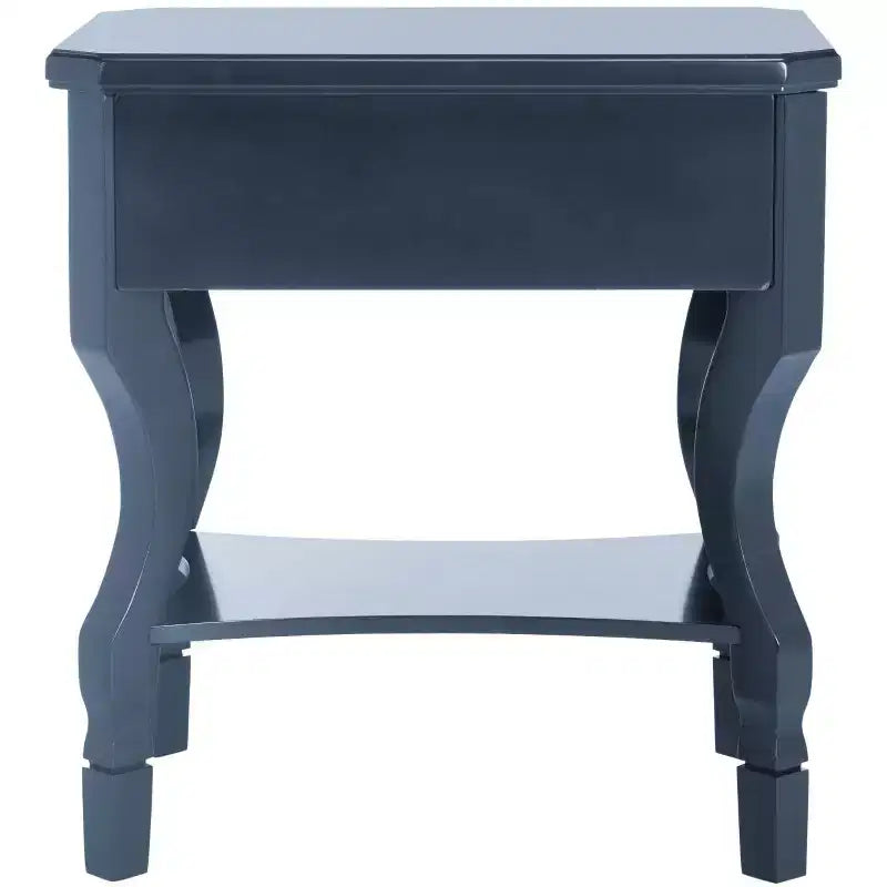 1-Drawer Nightstand, Rubberwood Bedside Table with Open Shelf and High-Gloss Iron Hardware