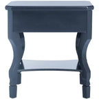 1-Drawer Nightstand, Rubberwood Bedside Table with Open Shelf and High-Gloss Iron Hardware