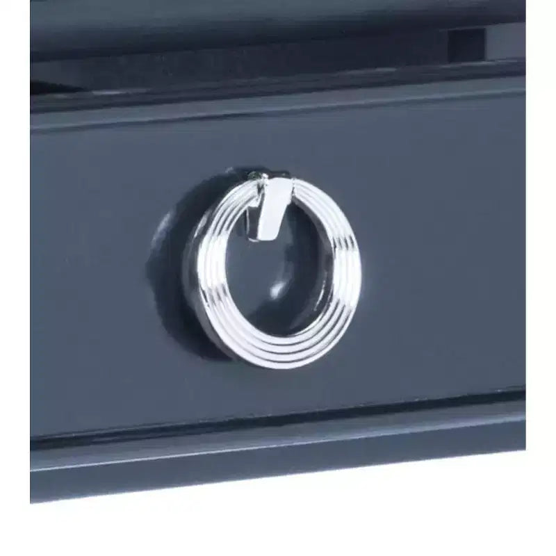 1-Drawer Nightstand, Rubberwood Bedside Table with Open Shelf and High-Gloss Iron Hardware