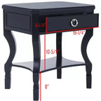 1-Drawer Nightstand, Rubberwood Bedside Table with Open Shelf and High-Gloss Iron Hardware